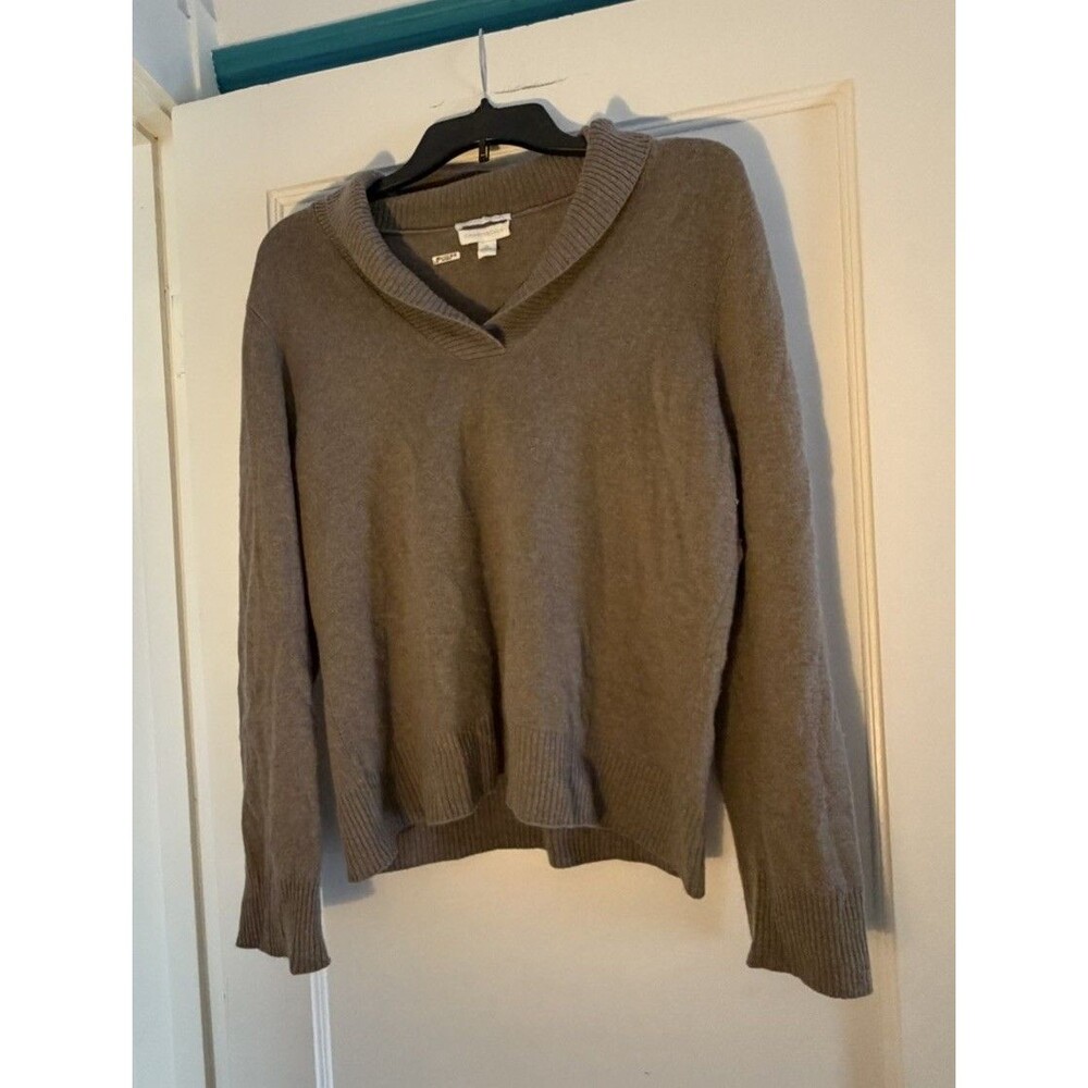 Charter Club Shawl Collar 2 Ply 100% Cashmere Sweater Womens Brown Pullover XL